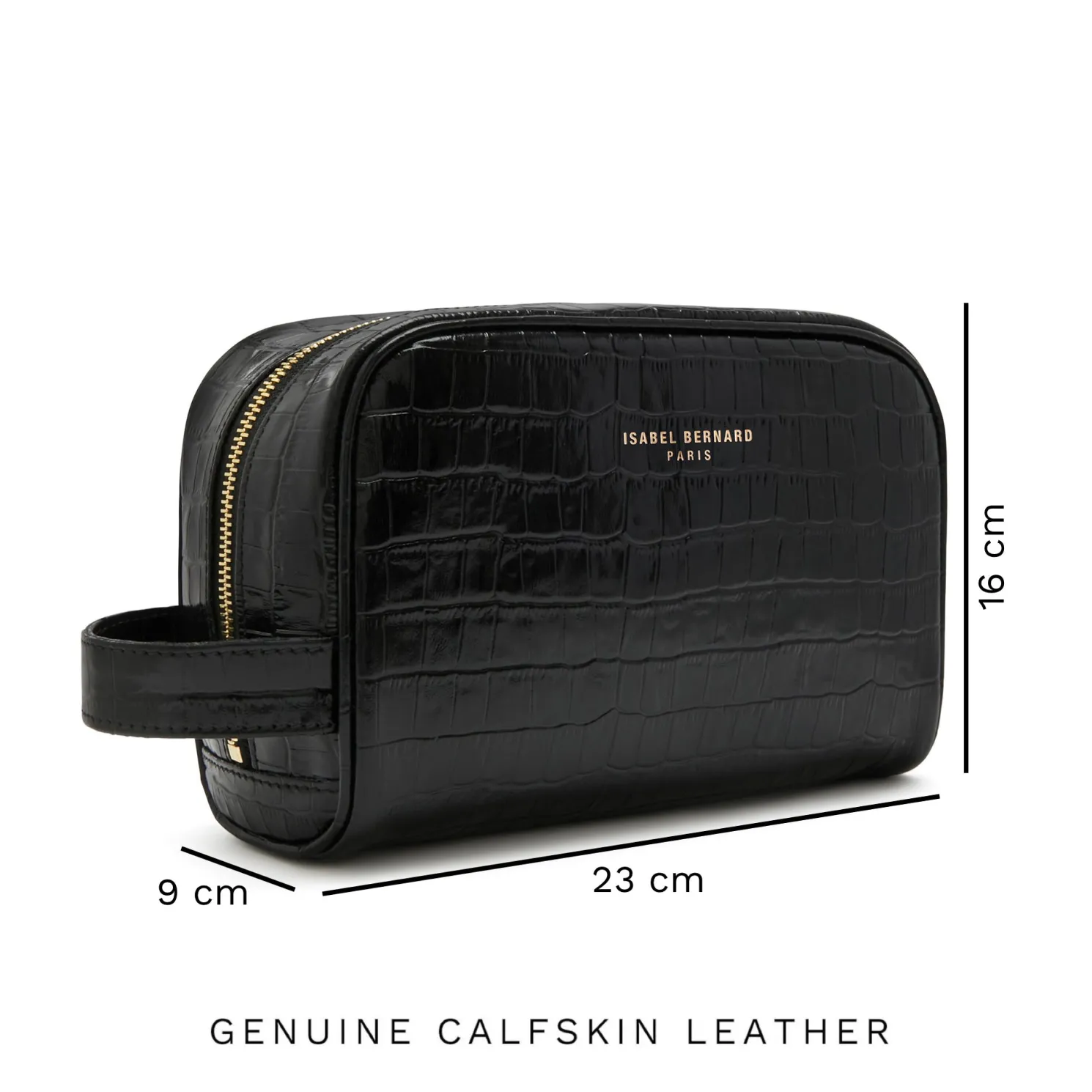 Honoré Blaize croco zwarte leren toilettas van kalfsleer