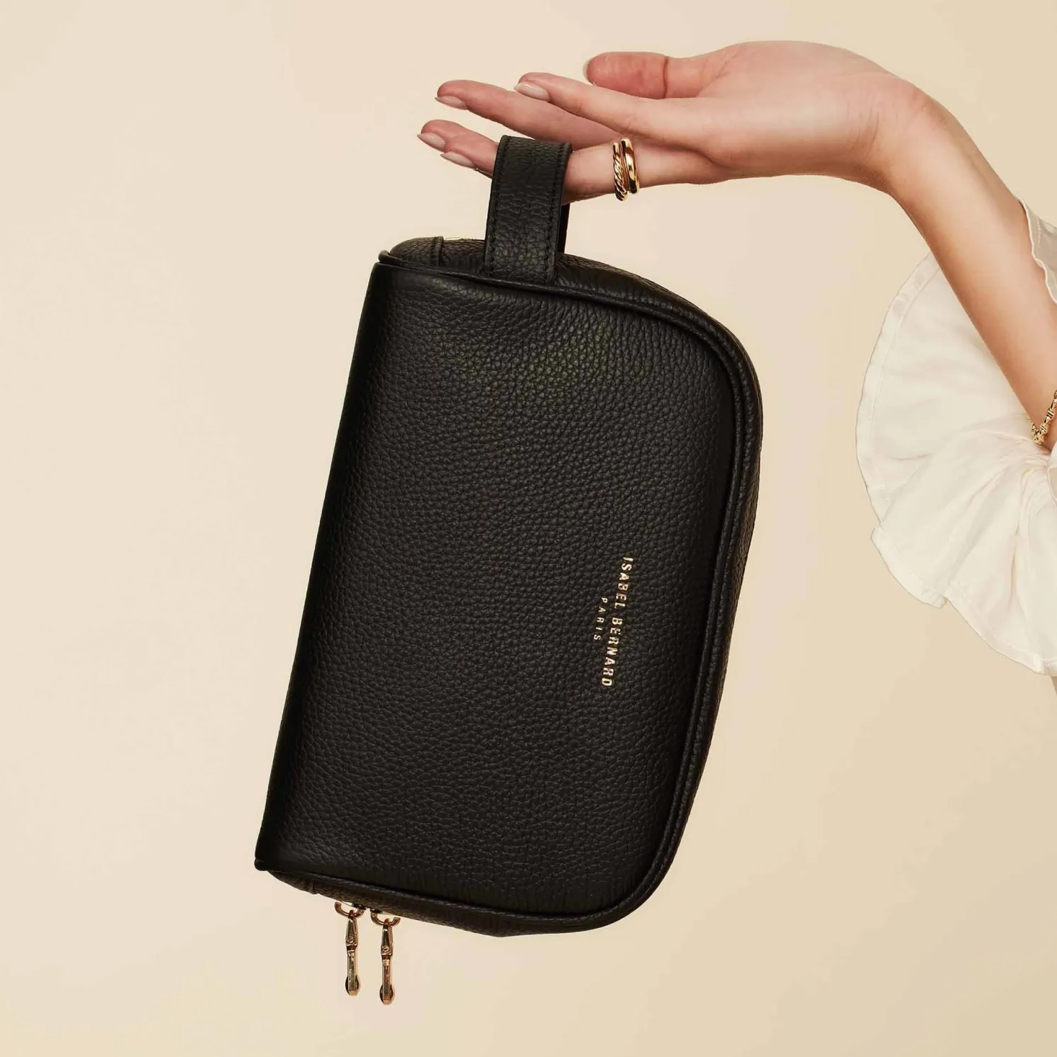 Honoré Blaize zwarte leren toilettas van kalfsleer