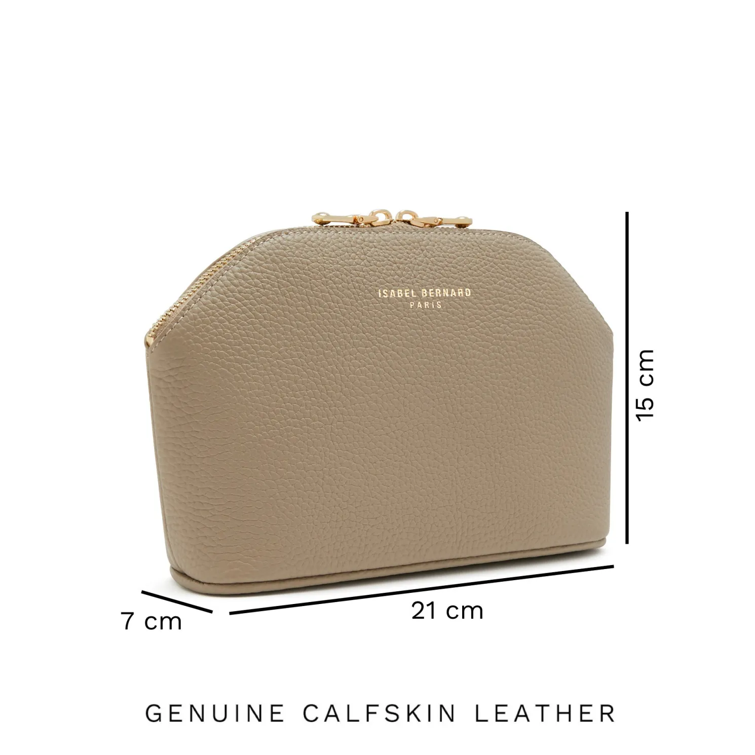 Honoré Brunelle taupe leren toilettas van kalfsleer