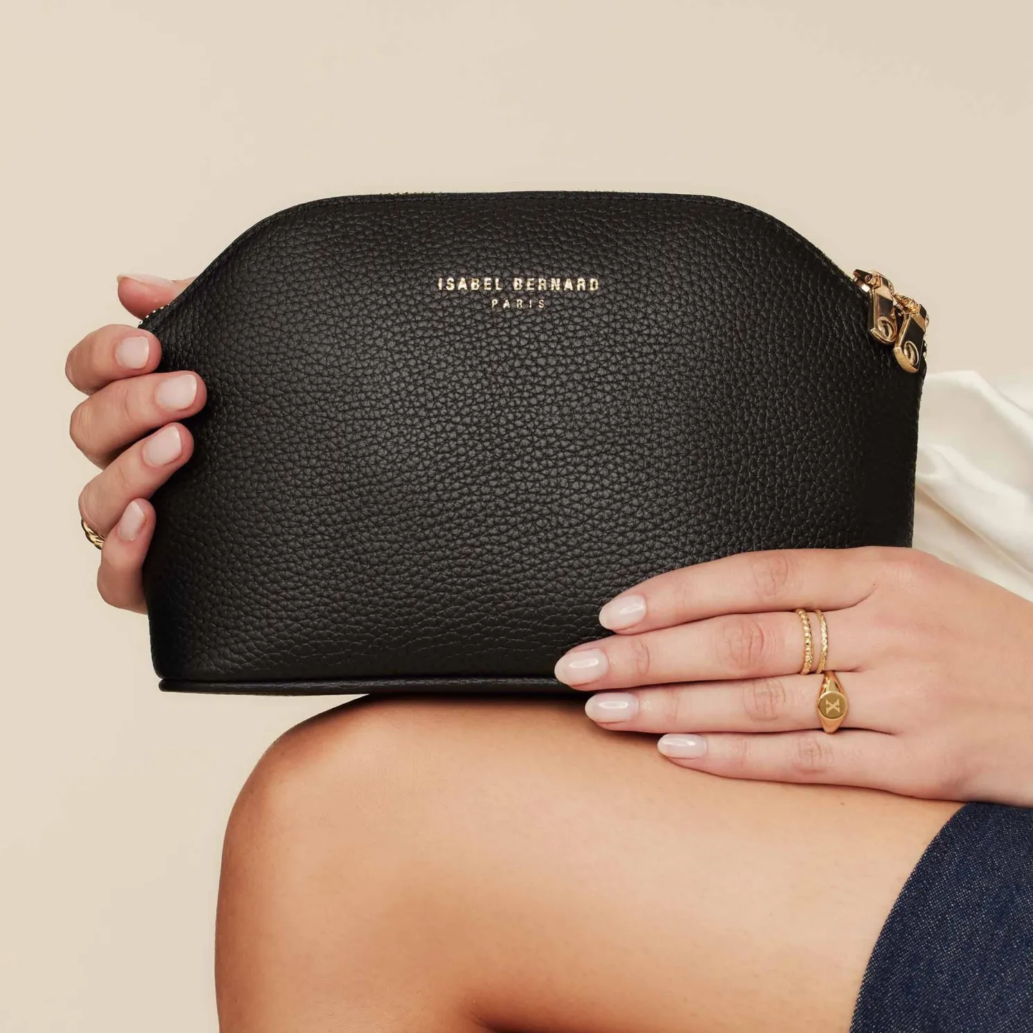 Honoré Brunelle zwarte leren toilettas van kalfsleer