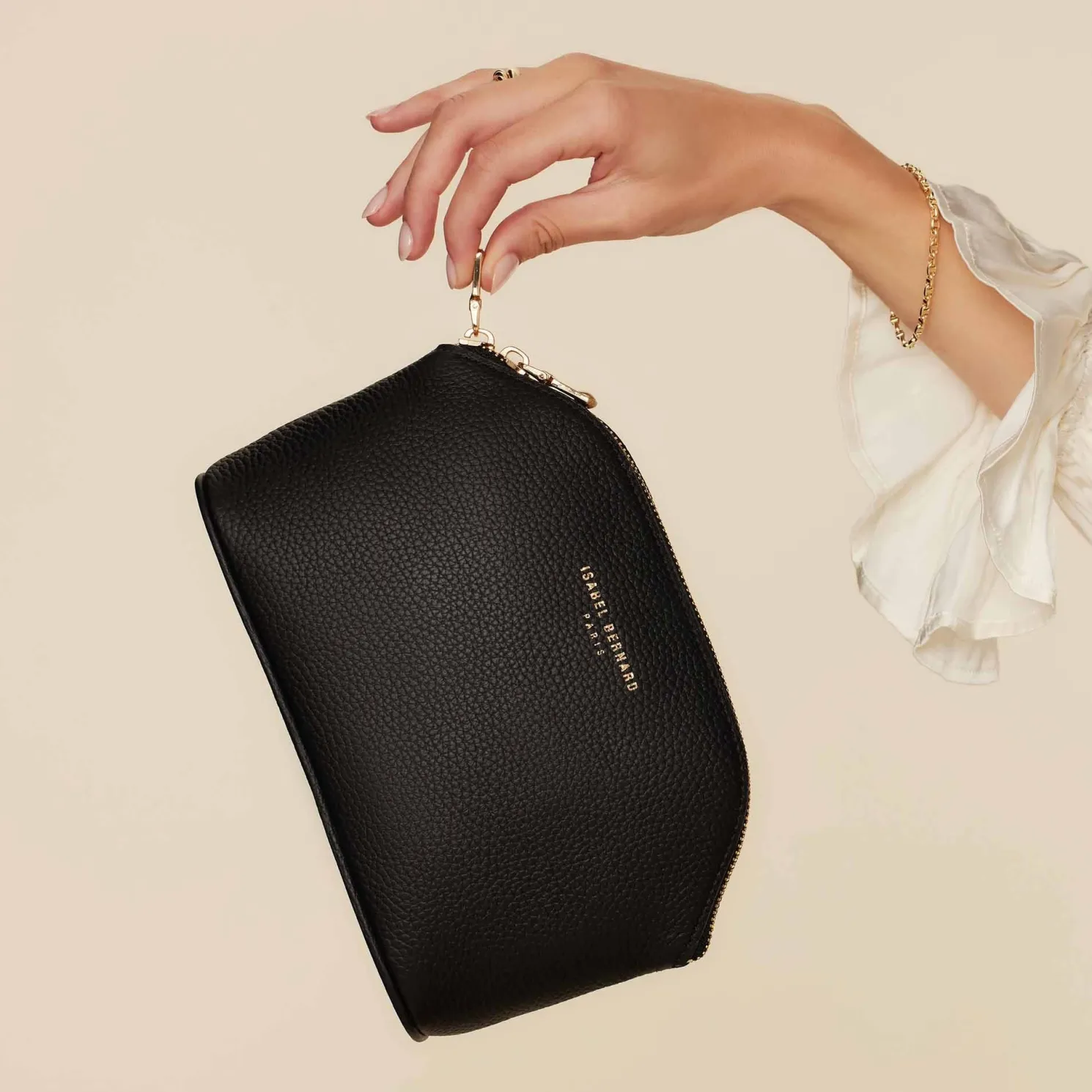 Honoré Brunelle zwarte leren toilettas van kalfsleer