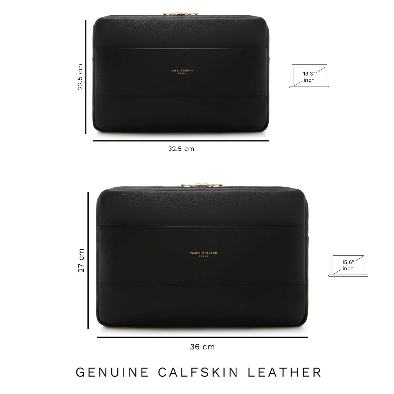 Honoré Caress zwarte leren laptop hoes van kalfsleer