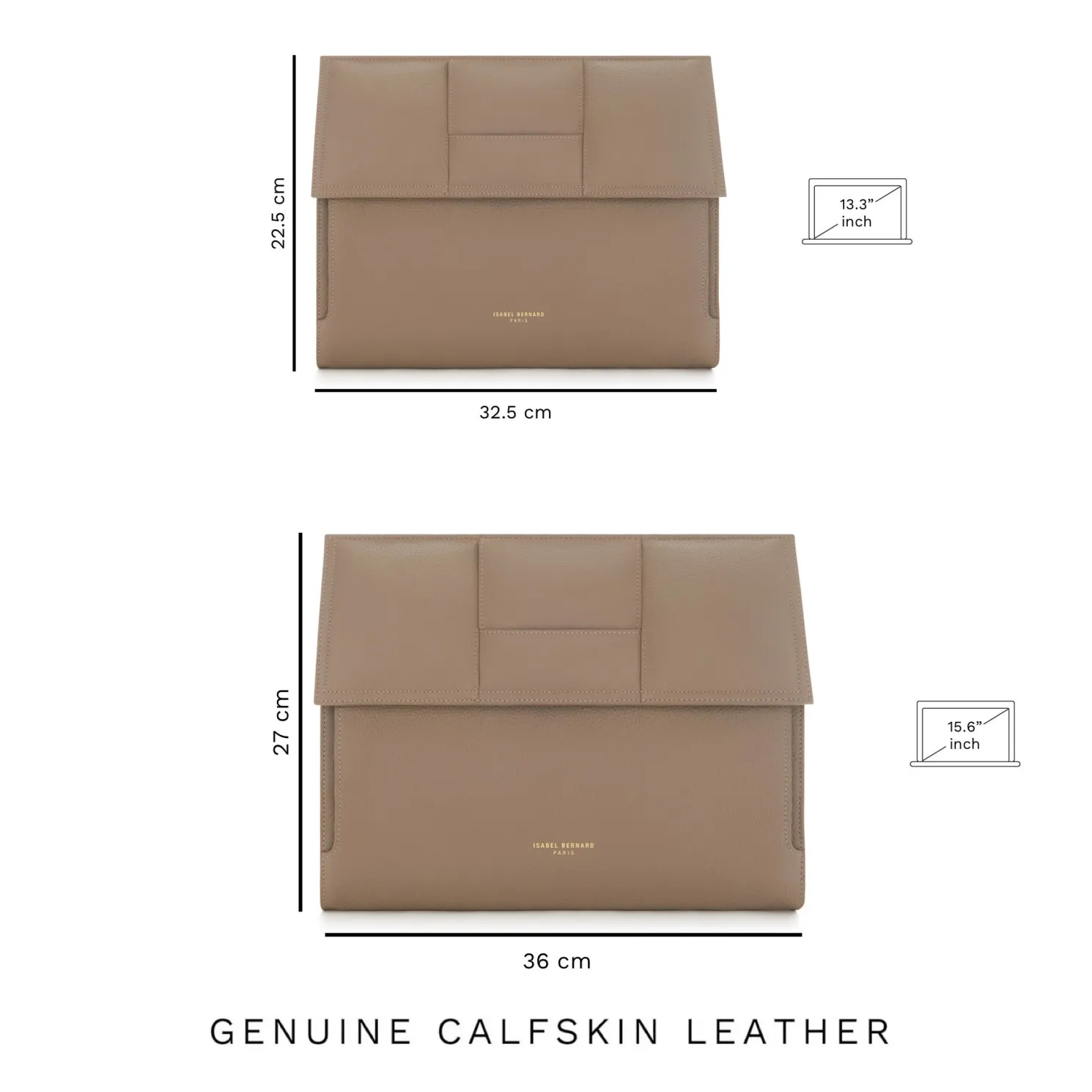 Honoré Caroline taupe leren laptop hoes van gevlochten kalfsleer