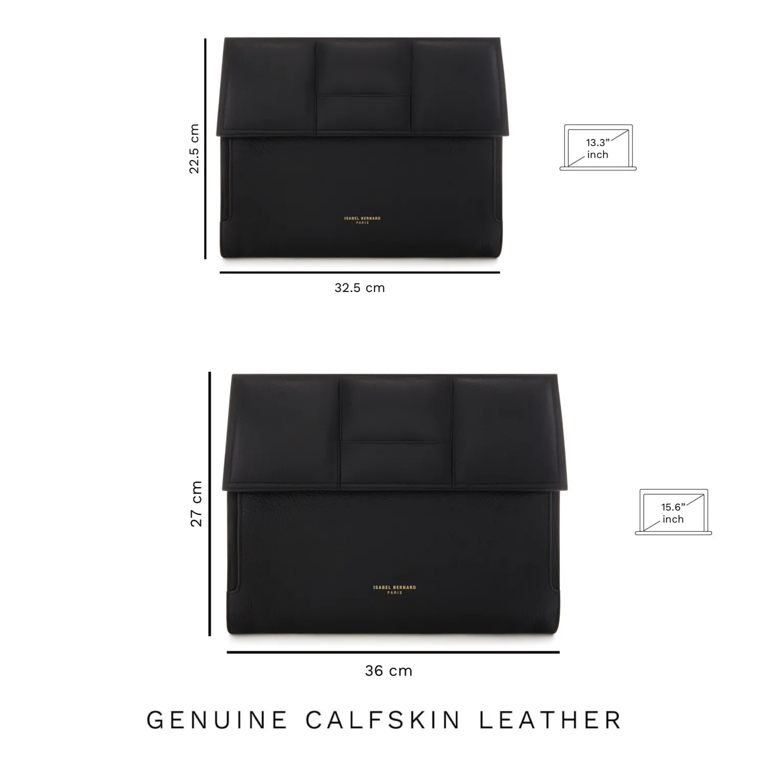 Honoré Caroline zwarte leren laptop hoes van gevlochten kalfsleer