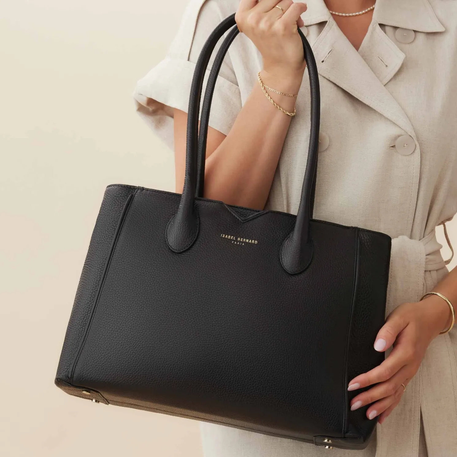 Honoré Cloe zwarte leren handtas van kalfsleer