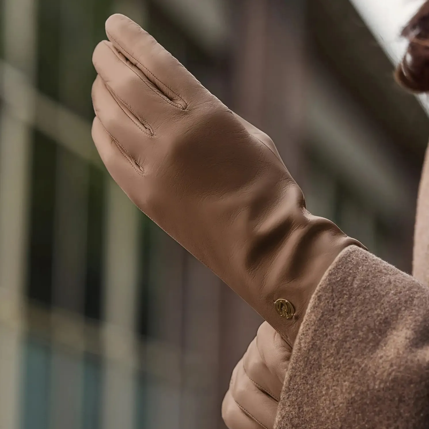 Honoré Eleanor taupe leren handschoenen van geitenleer