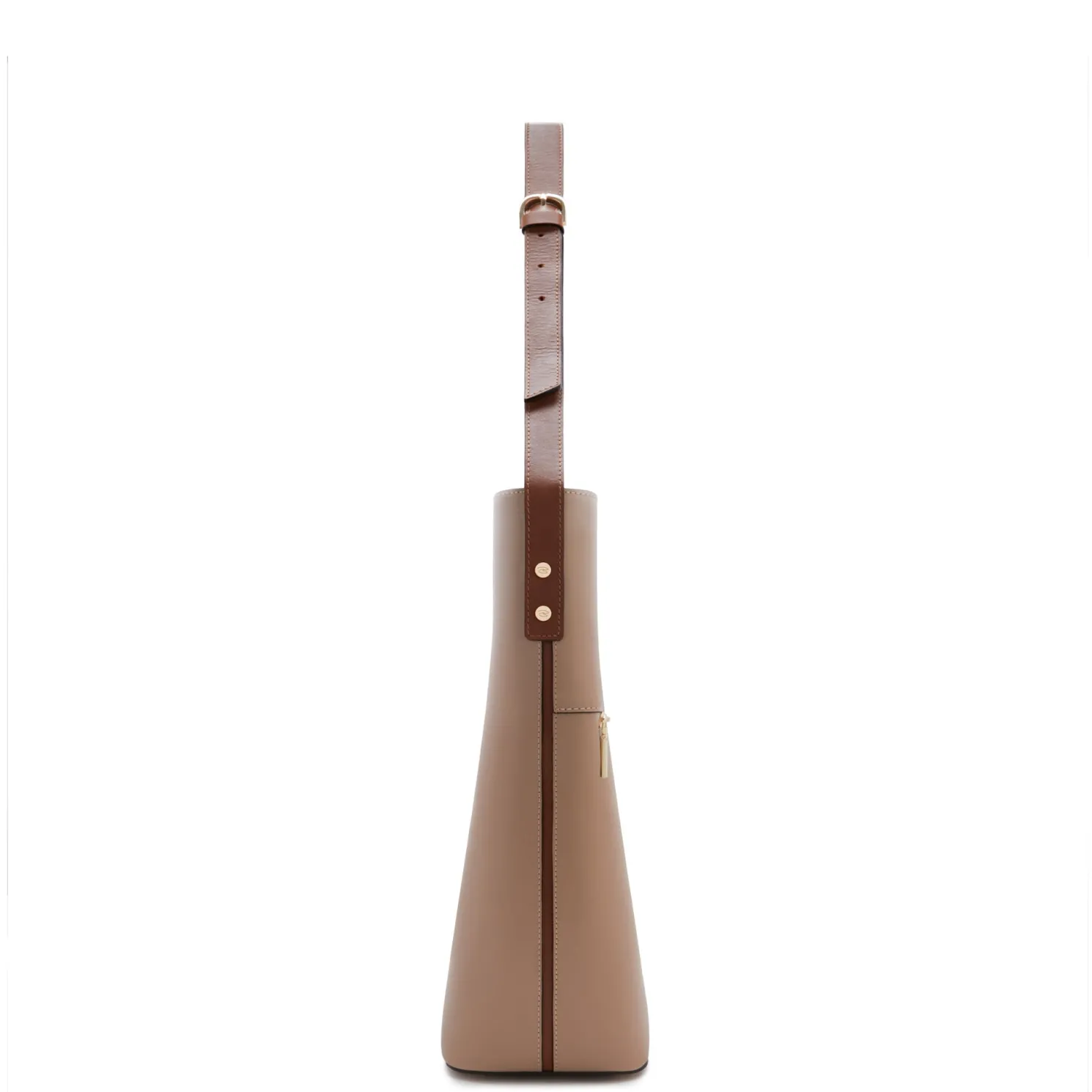 Honoré Flora taupe leren schoudertas van kalfsleer met laptopvak