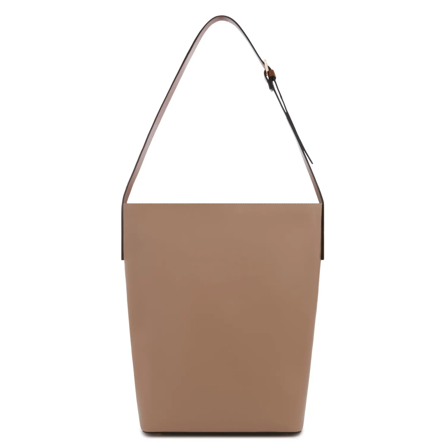 Honoré Flora taupe leren schoudertas van kalfsleer met laptopvak