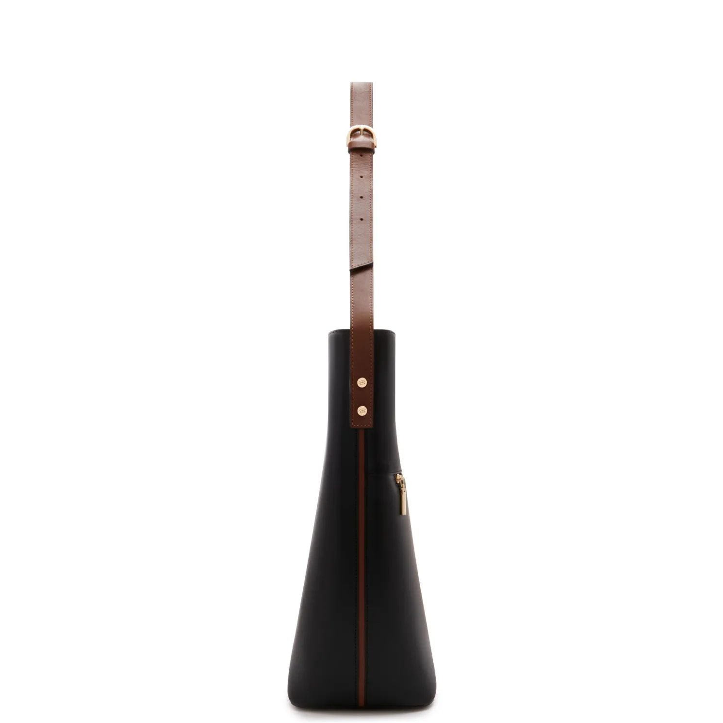 Honoré Flora zwarte leren schoudertas van kalfsleer met laptopvak