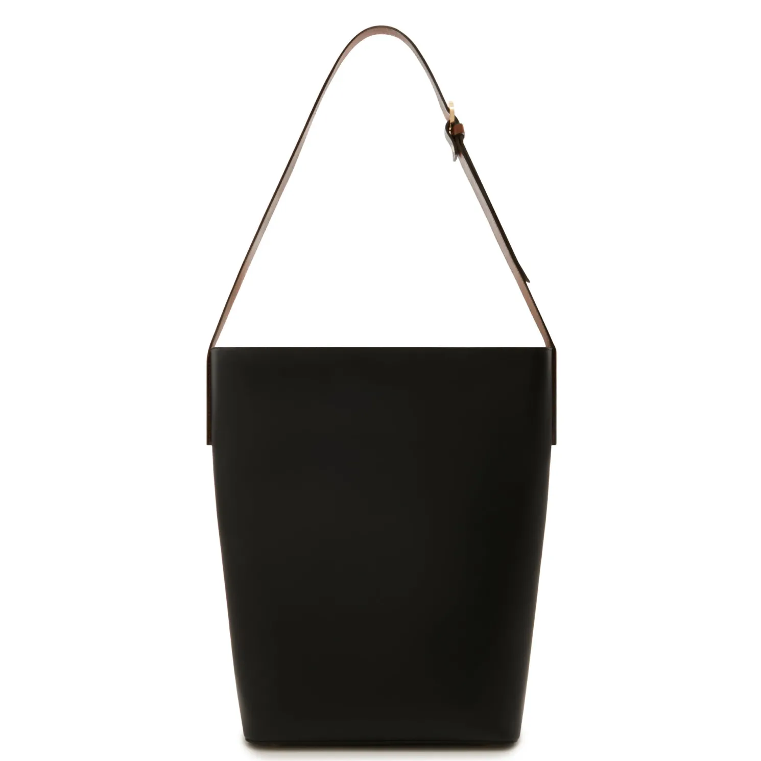 Honoré Flora zwarte leren schoudertas van kalfsleer met laptopvak