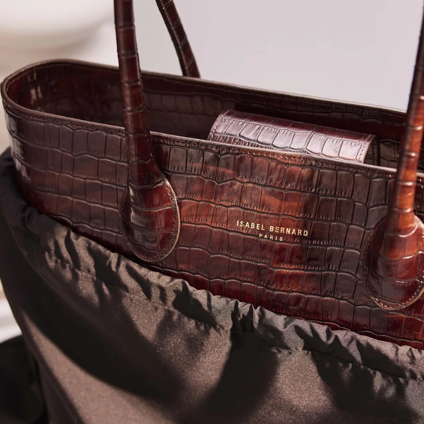 Honoré Lysanne croco bruine leren shopper van kalfsleer