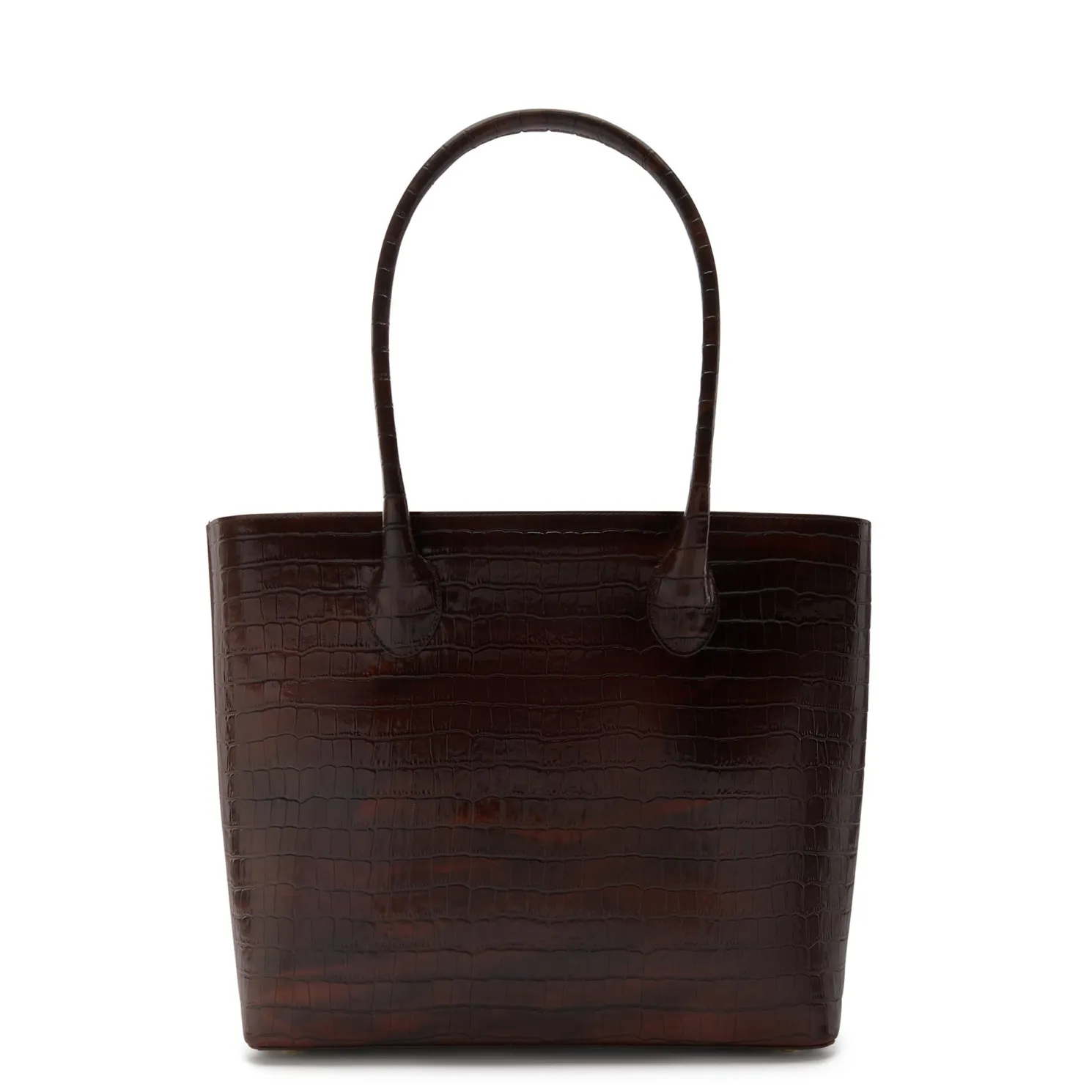 Honoré Lysanne croco bruine leren shopper van kalfsleer