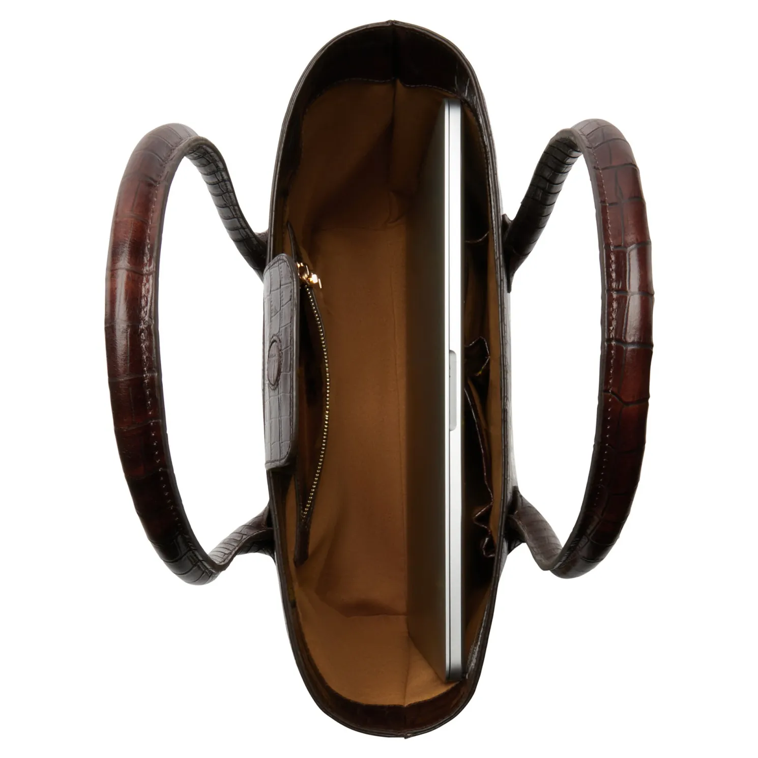 Honoré Lysanne croco bruine leren shopper van kalfsleer