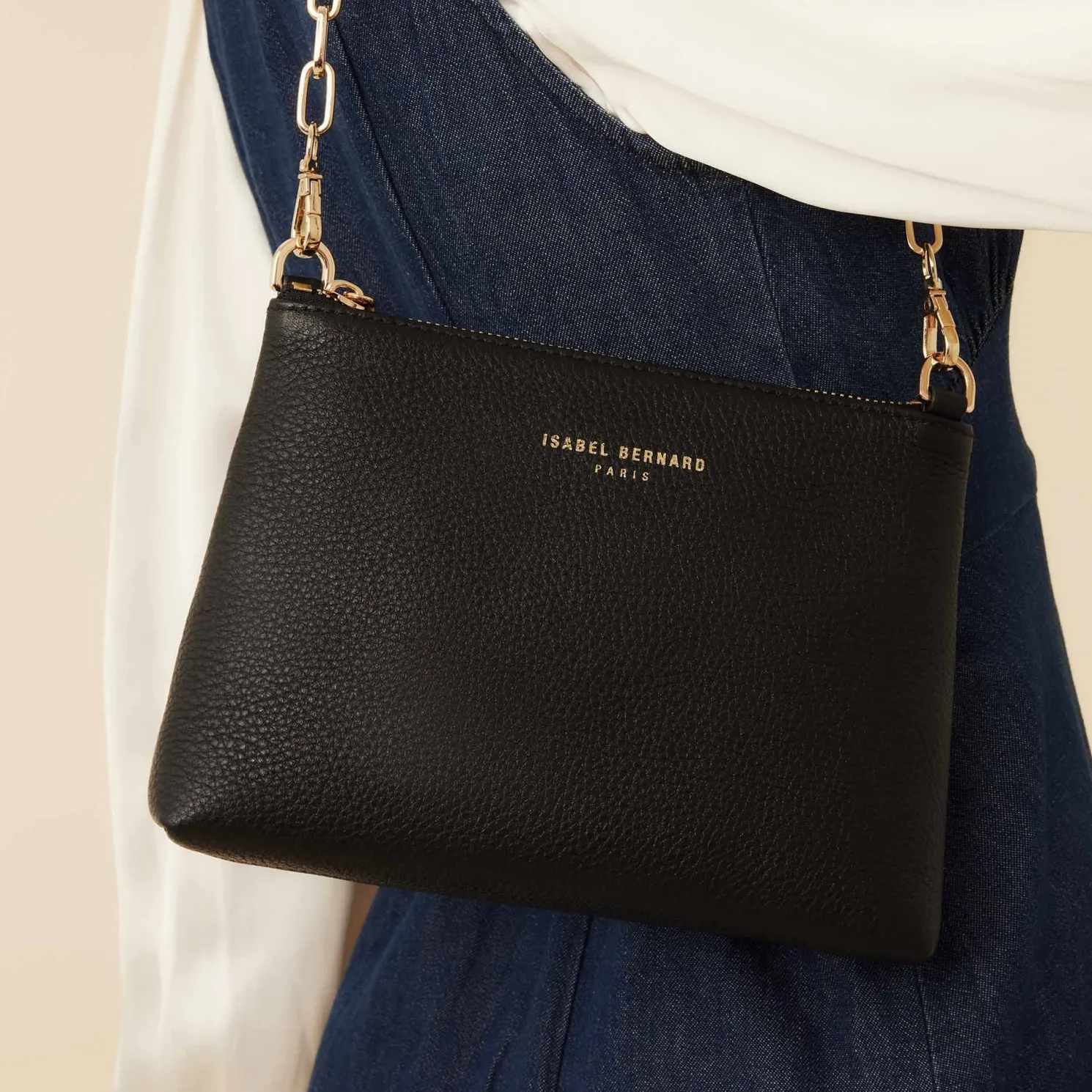 Honoré Misra zwarte leren schoudertas van kalfsleer