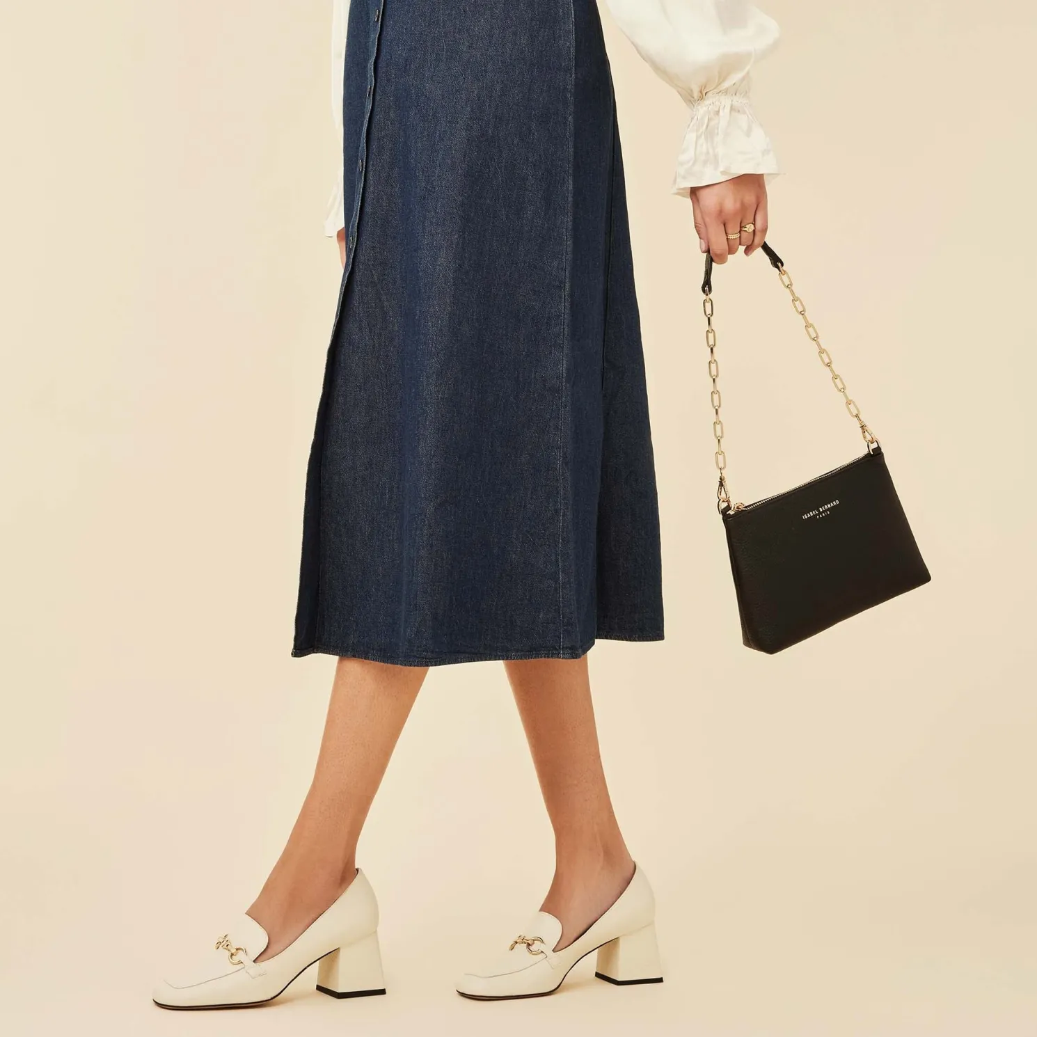 Honoré Misra zwarte leren schoudertas van kalfsleer