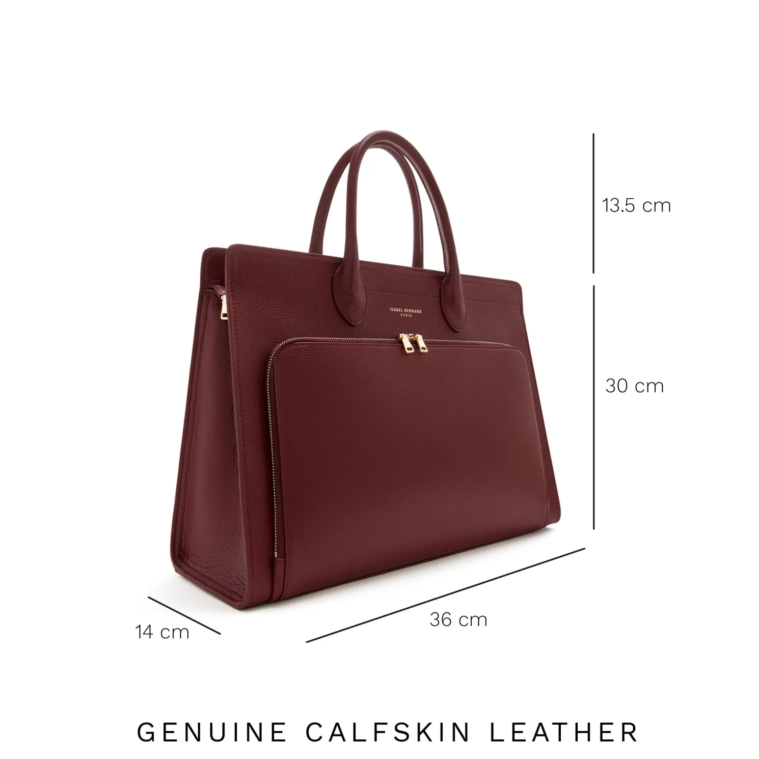 Honoré Nadine bordeaux leren handtas van kalfsleer met laptopvak