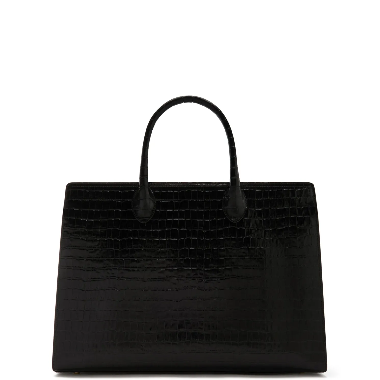 Honoré Nadine croco zwarte leren handtas van kalfsleer met laptopvak