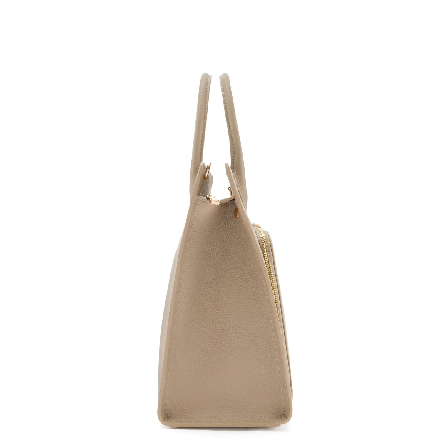 Honoré Nadine taupe leren handtas van kalfsleer met laptopvak