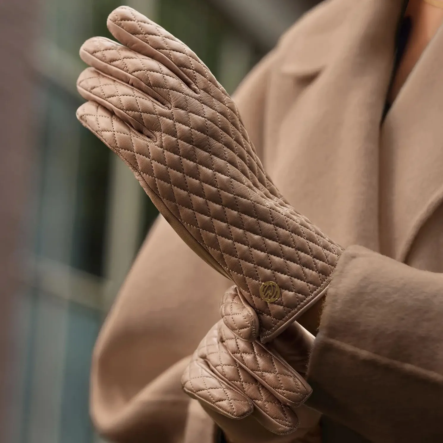 Honoré Rosette taupe leren handschoenen van geitenleer