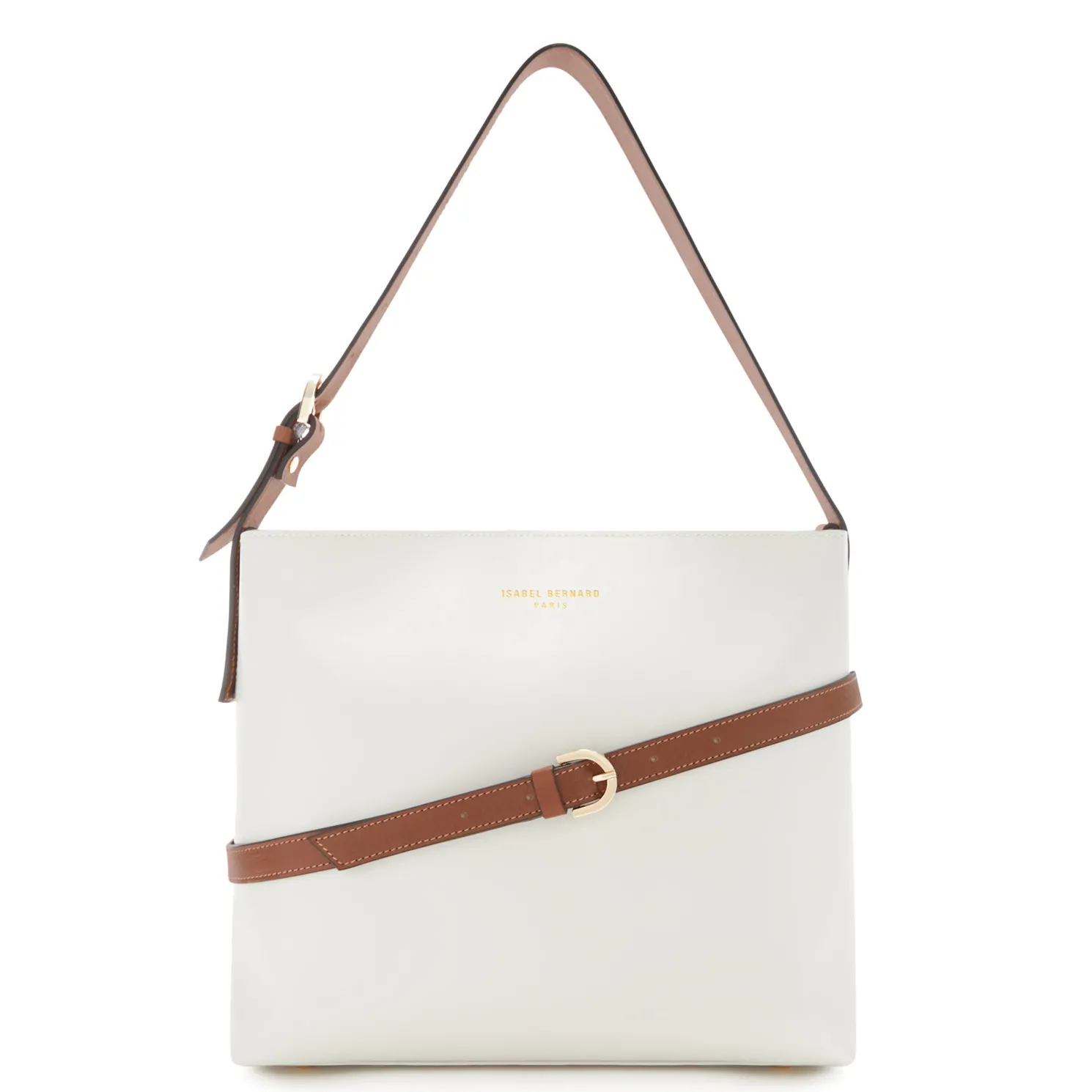 Honoré Adriane Midi witte leren schoudertas van kalfsleer