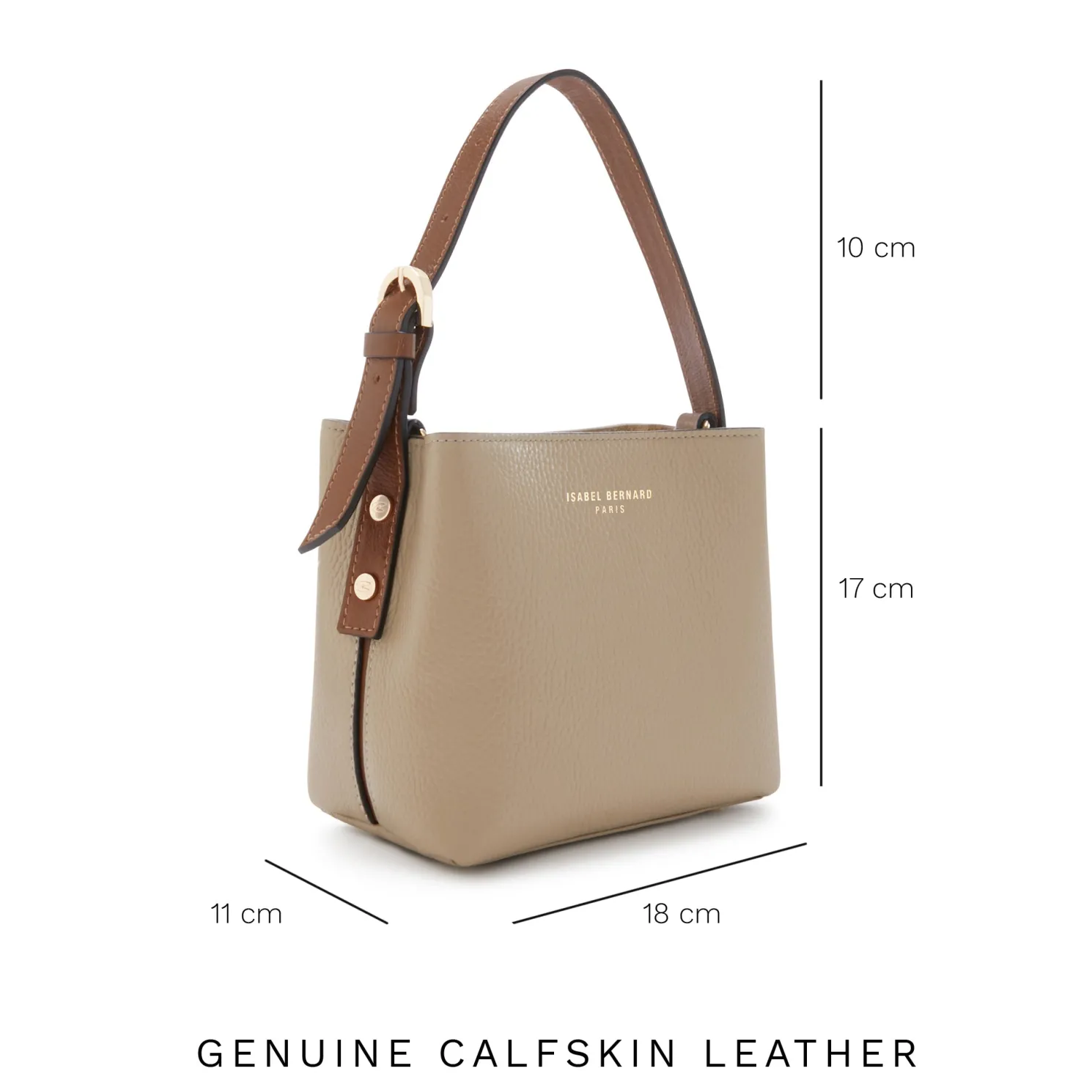 Honoré Adriane Mini taupe leren handtas van kalfsleer