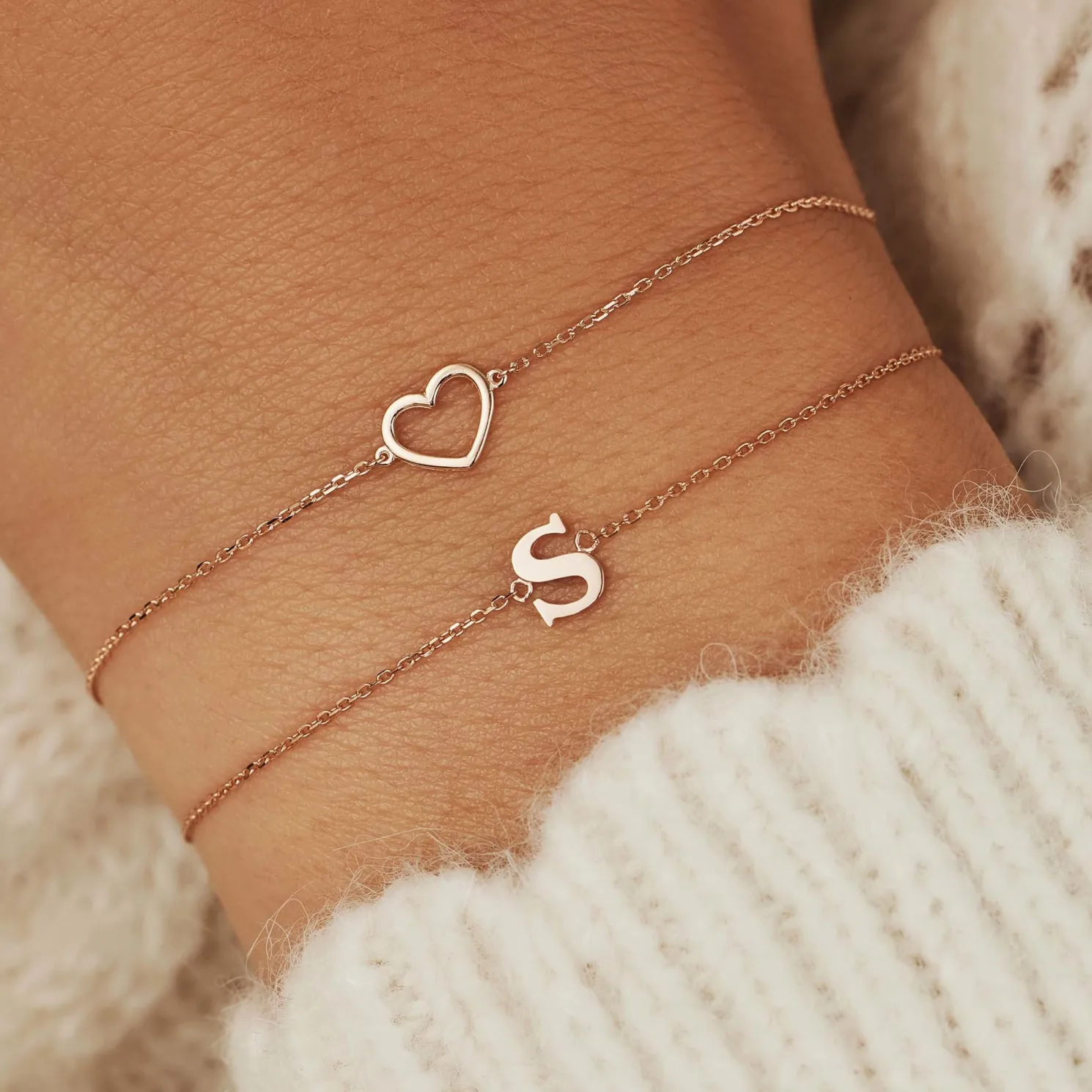 La Concorde Amore 14 karaat rosé gouden armband met hartje