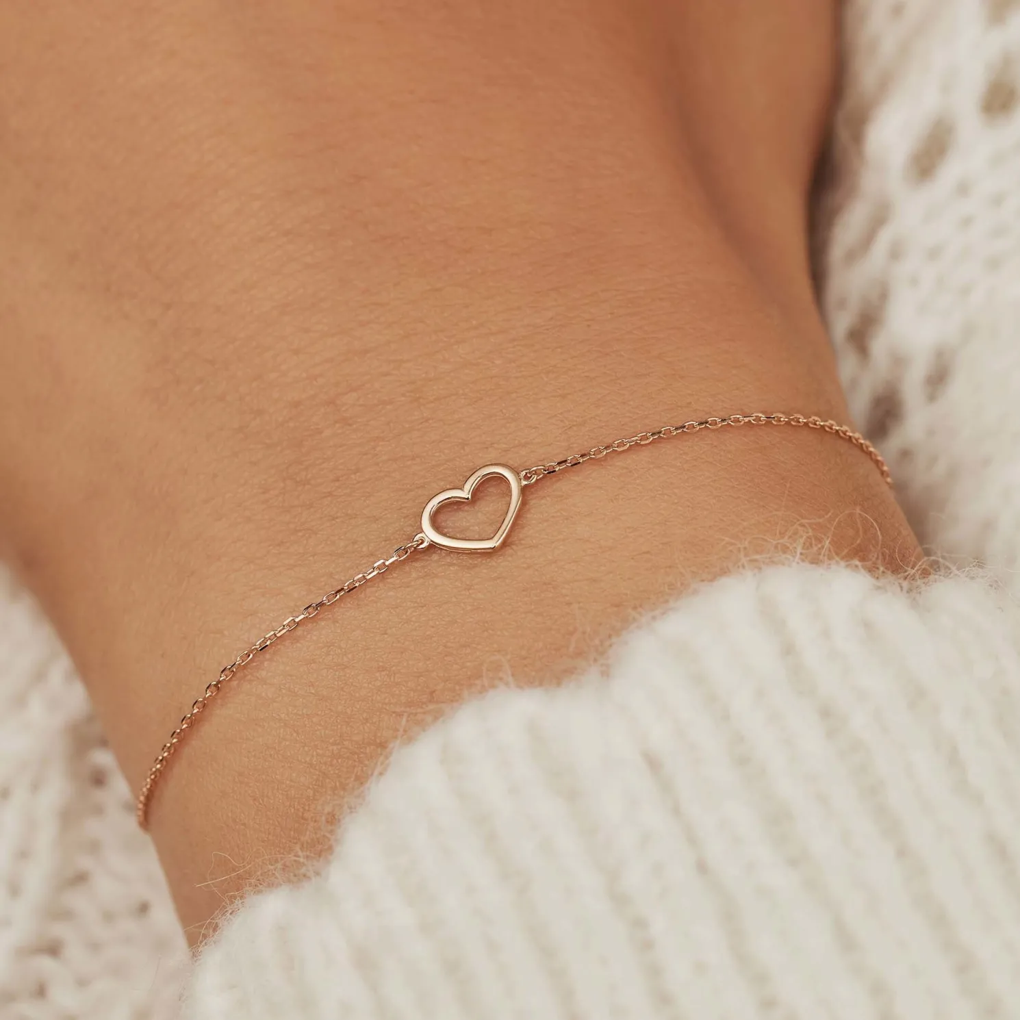 La Concorde Amore 14 karaat rosé gouden armband met hartje