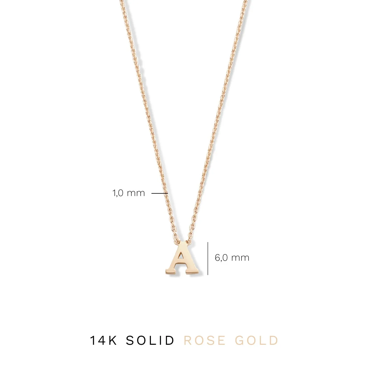 La Concorde Chloé 14 karaat rosé gouden initial collier met letter