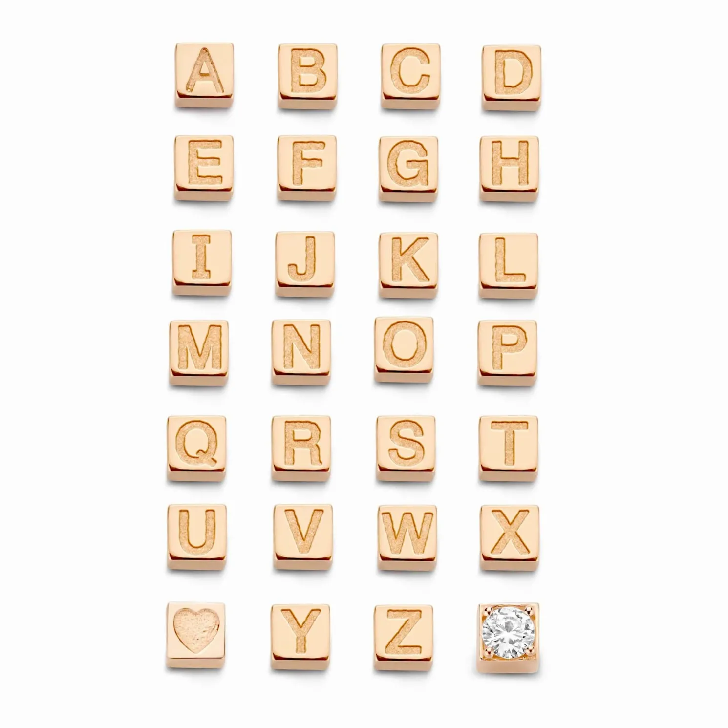 La Concorde Felie 14 karaat rosé gouden kubus initial bedel met letter