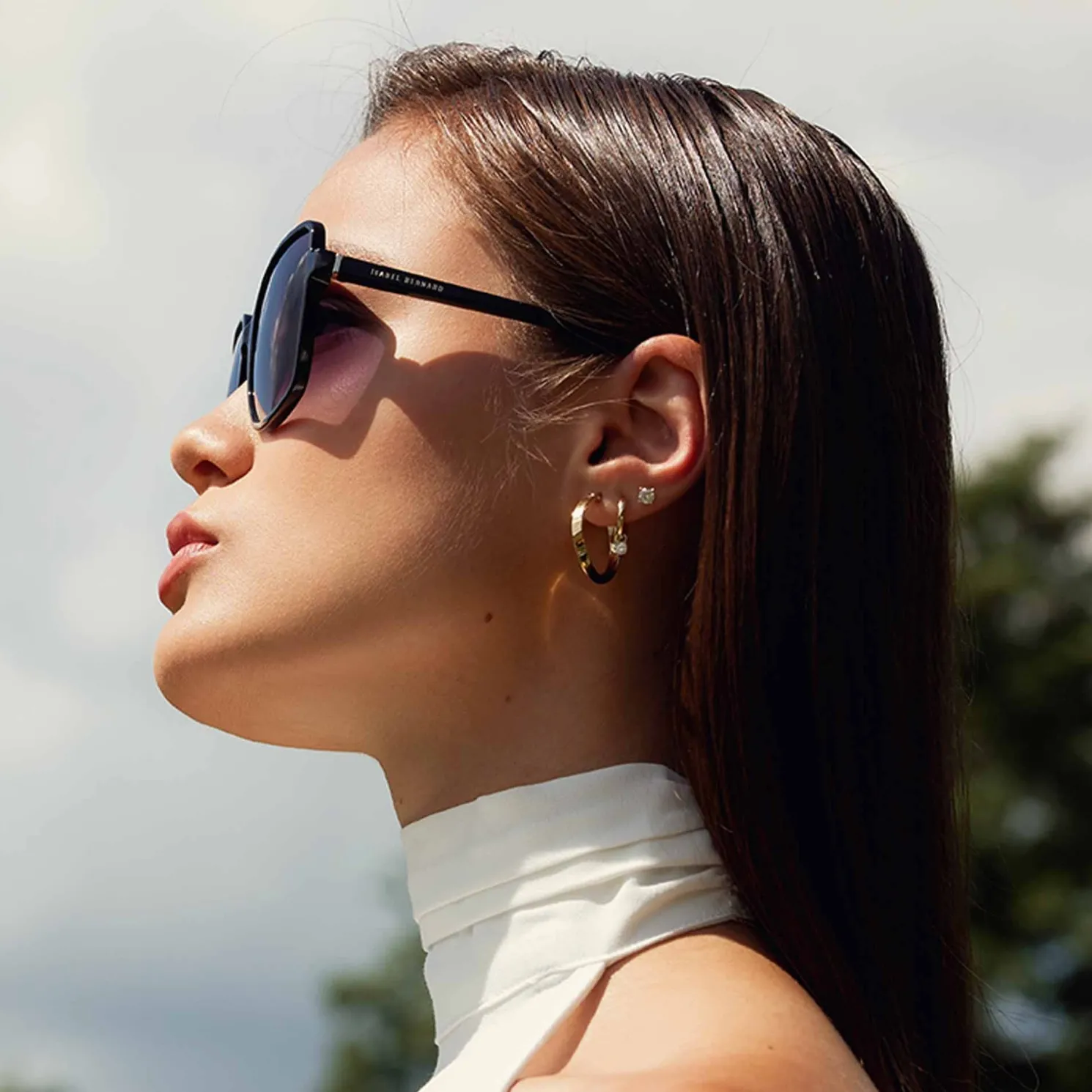 La Villette Rene zwarte vierkante zonnebril met zwarte gradient glazen