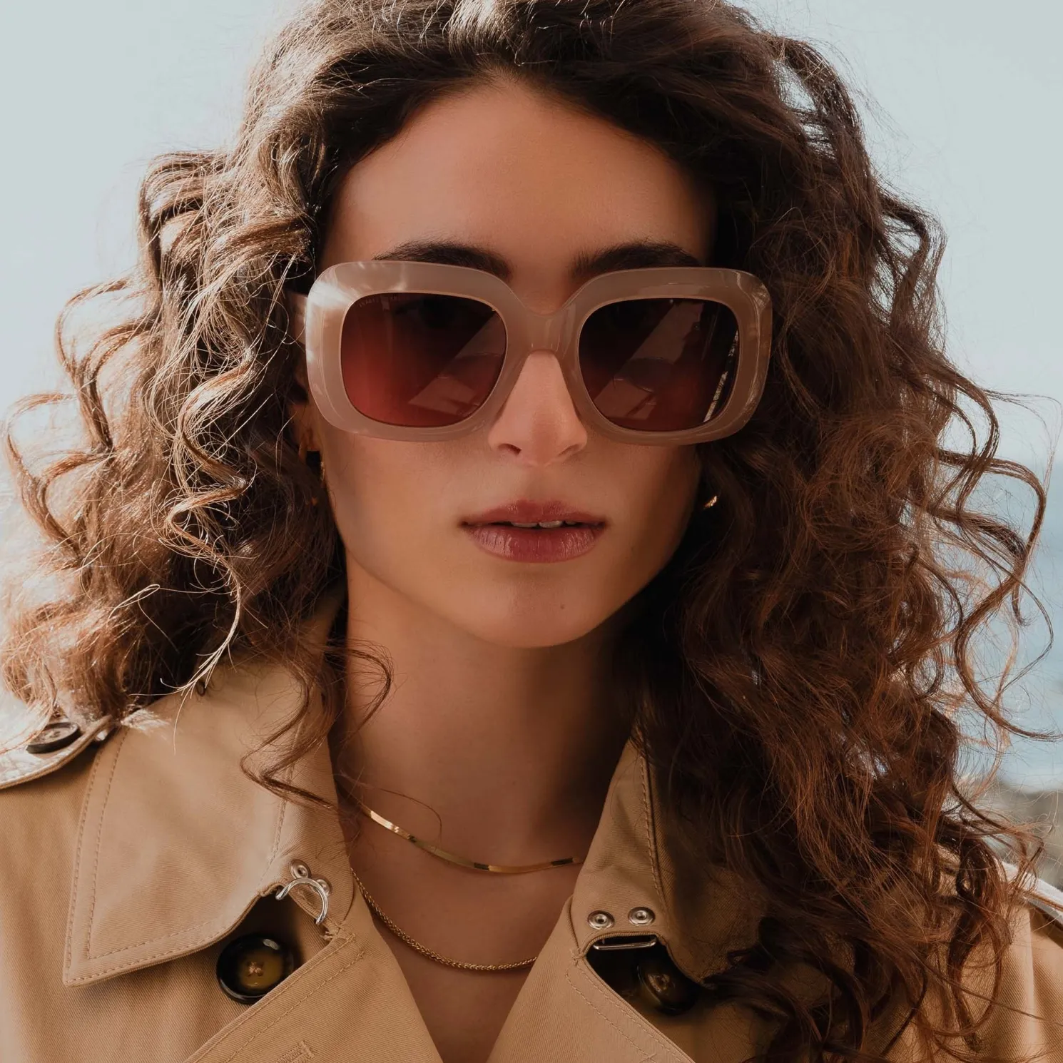 La Villette Rive zacht roze vierkante zonnebril