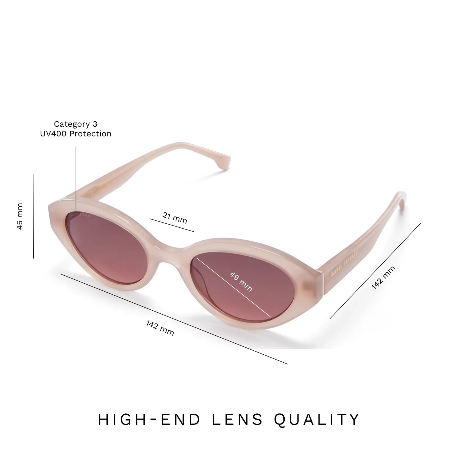 La Villette Rosaire zacht roze ovale zonnebril met roze glazen