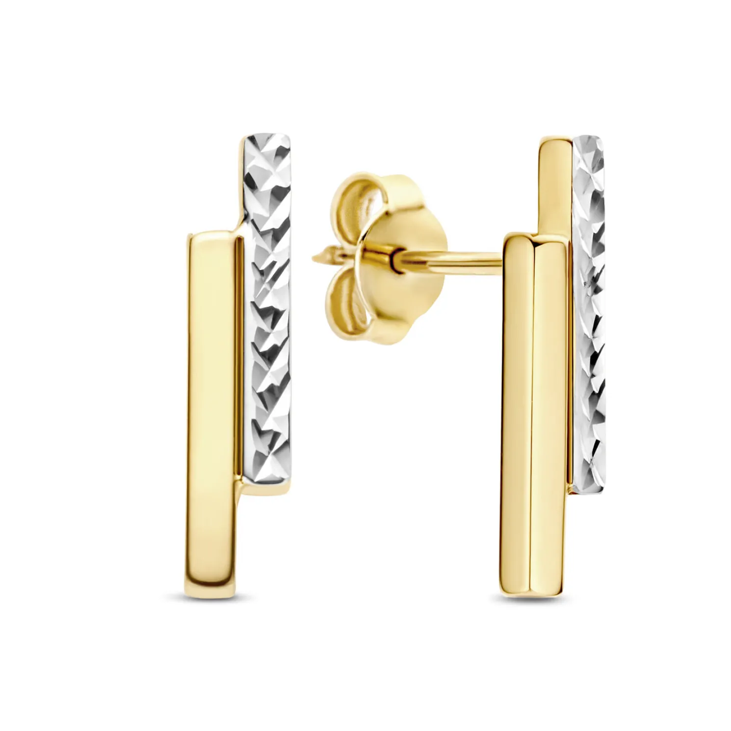 Le Marais Alice 14 karaat gouden oorknoppen met diamond cut