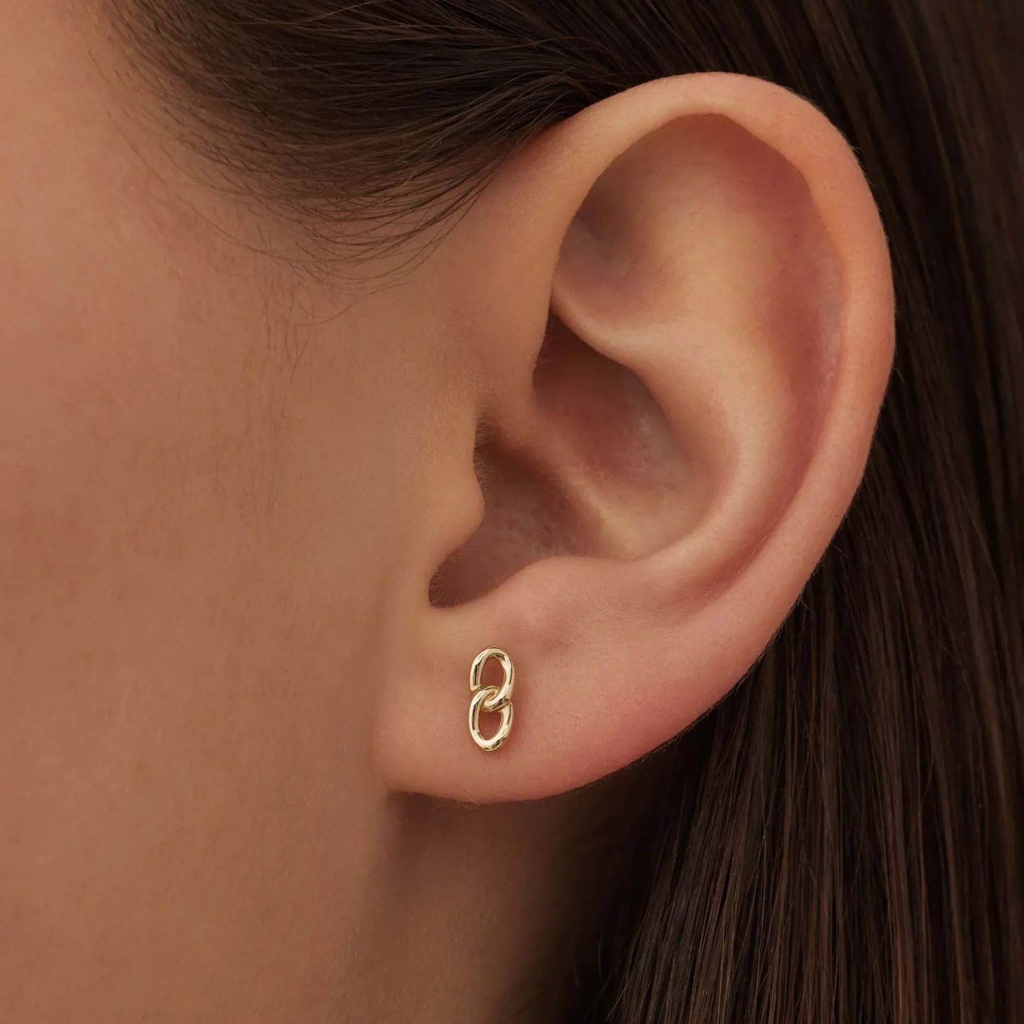 Le Marais Règine 14 karaat gouden oorknoppen met schakels