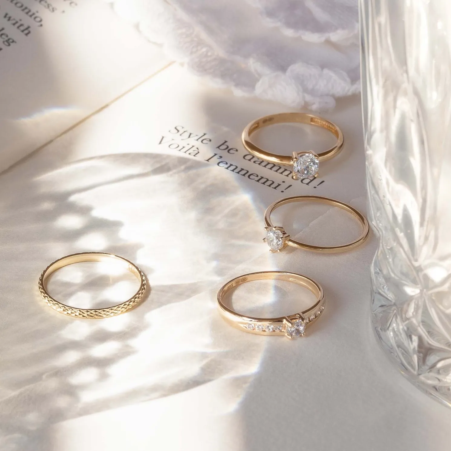 Rivoli Laura 14 karaat gouden ring met diamond cut