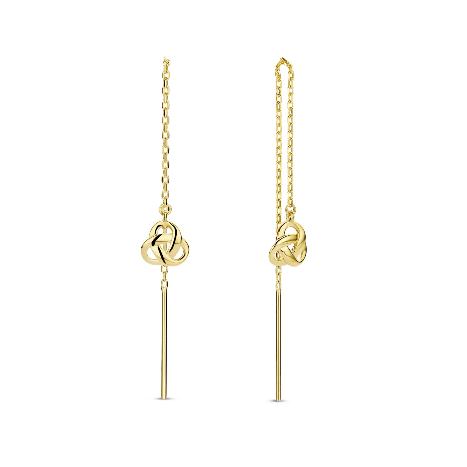 Rivoli Méline 14 karaat gouden doortrek oorbellen met knoopje