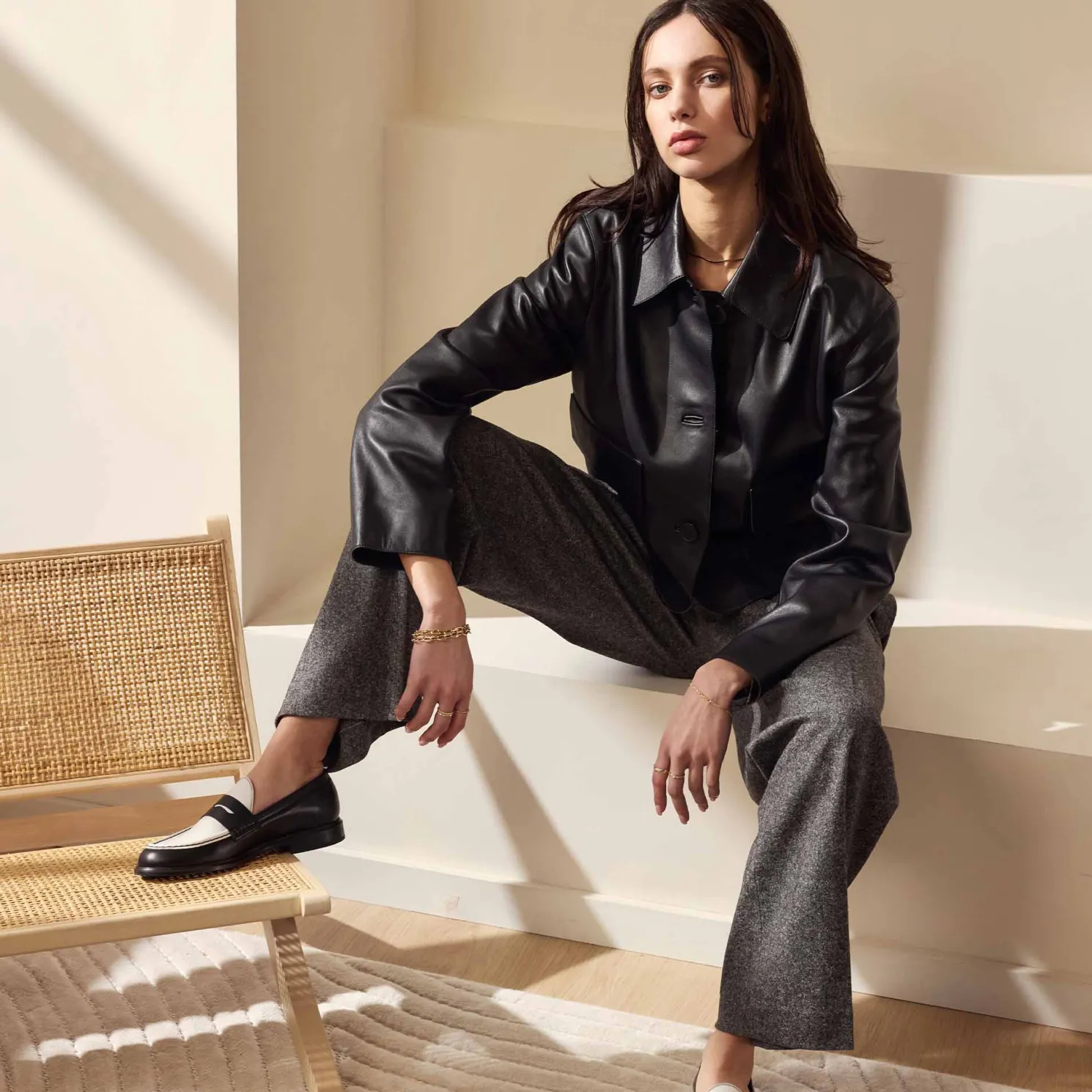 Vendôme Blandine zwart-wit leren loafers van kalfsleer