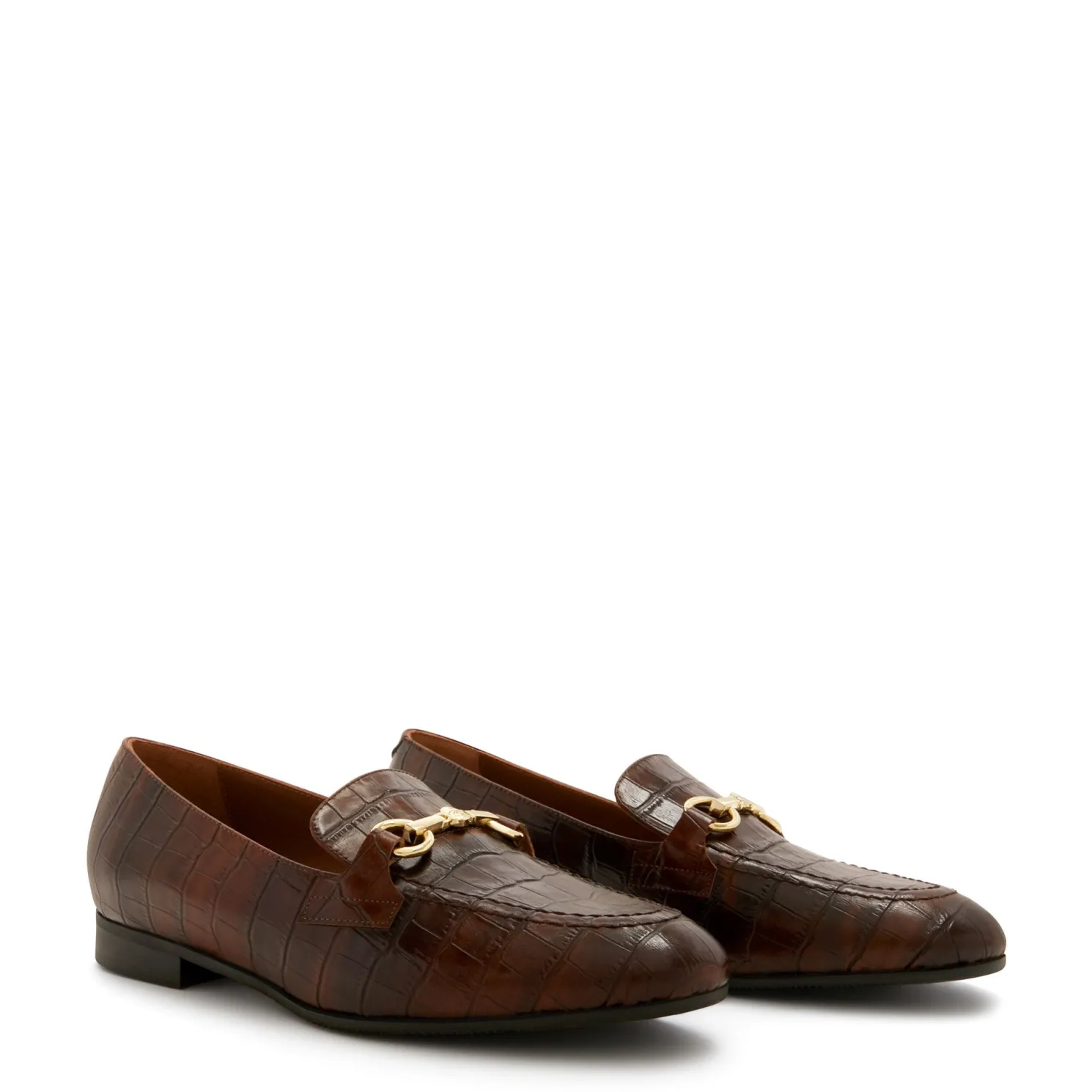 Vendôme Fleur croco bruine leren loafers van kalfsleer