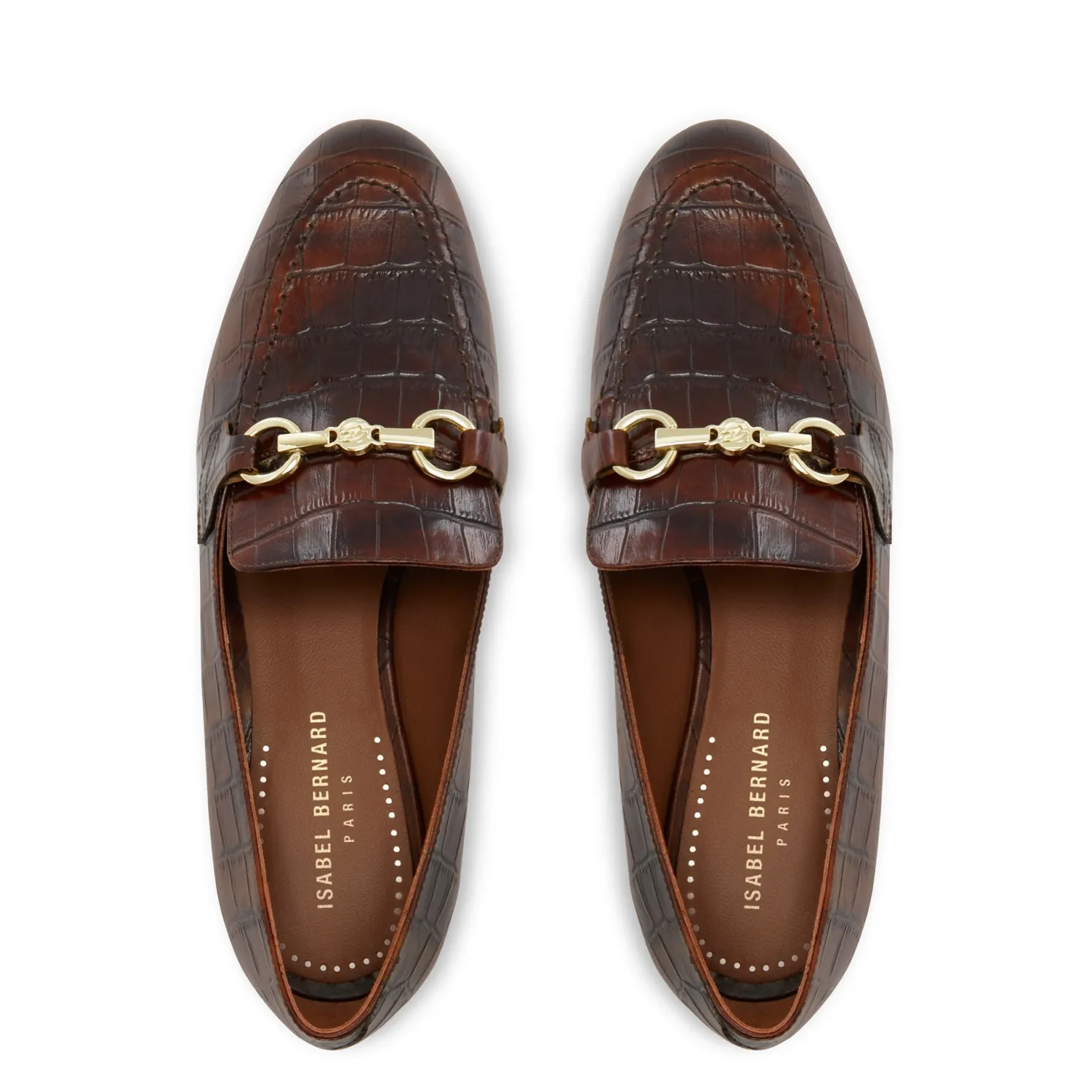 Vendôme Fleur croco bruine leren loafers van kalfsleer