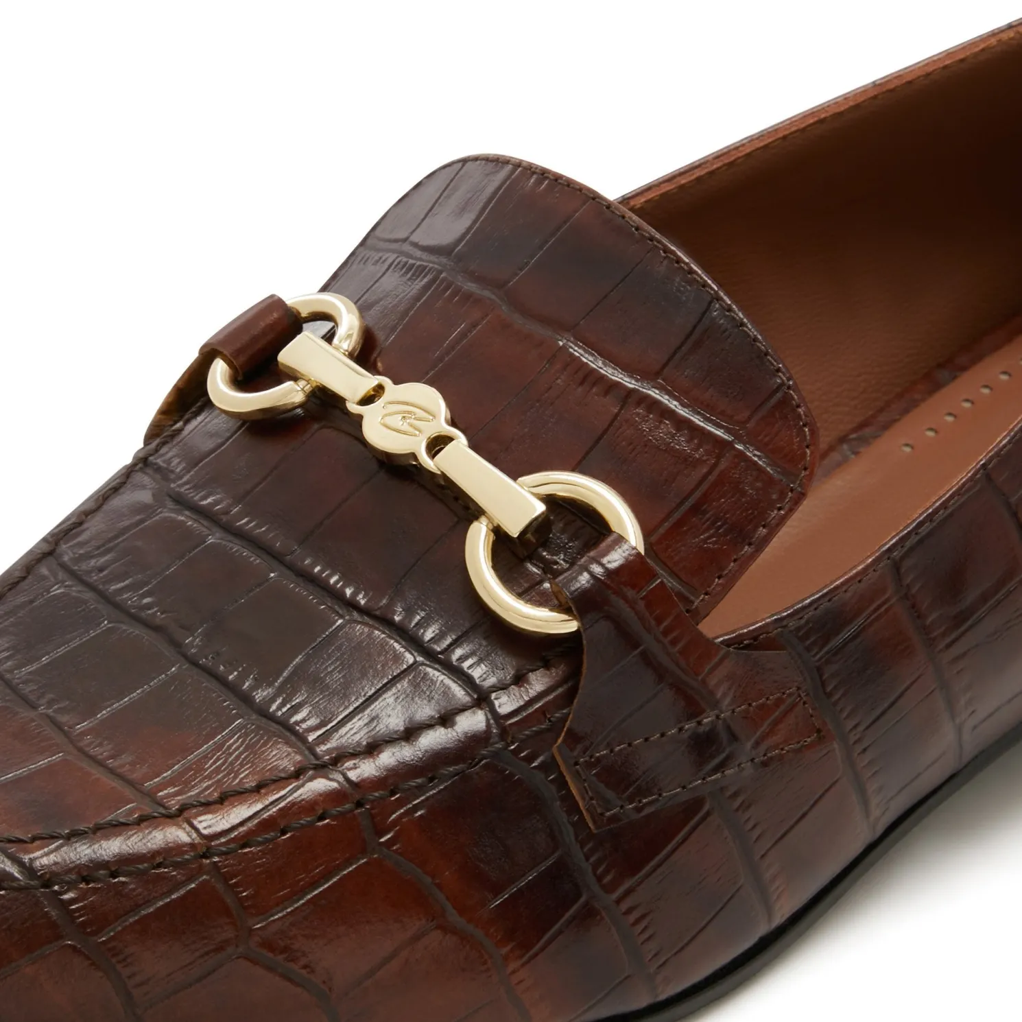 Vendôme Fleur croco bruine leren loafers van kalfsleer