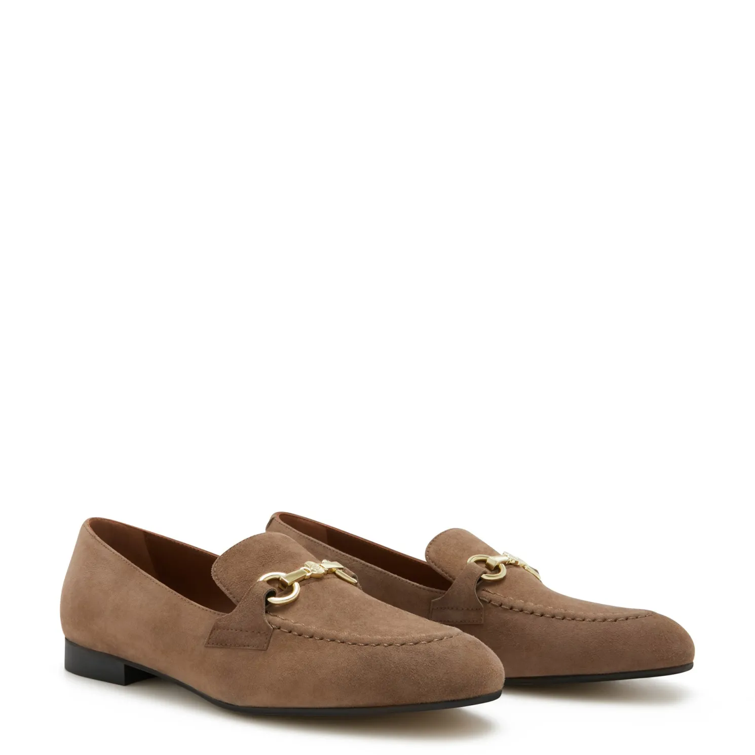 Vendôme Fleur taupe suède loafers